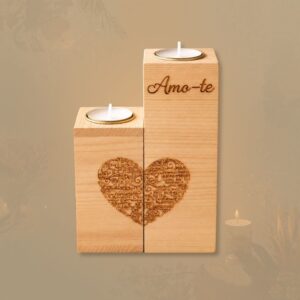 Suporte para Velas Decorativo Amor em Madeira
