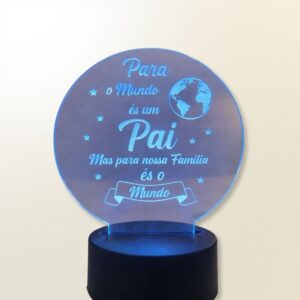 Luminária LED 3D Redonda "Pai, és o Mundo"