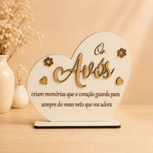 Coração de Mesa em Madeira - Amor de Avós